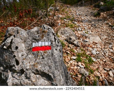 Beautiful photo of red and white marking of nature trails