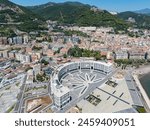 The beautiful Piazza della Liberta (Plaza of Liberty) in Salerno with its drawings and graphics