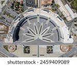 The beautiful Piazza della Liberta (Plaza of Liberty) in Salerno with its drawings and graphics