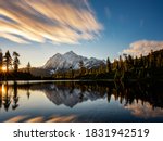 Beautiful Picture Lake and Mt Shuksan at sunrise