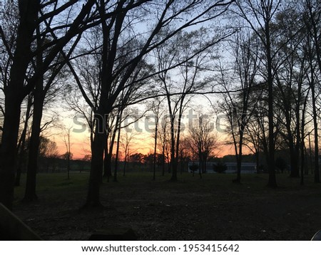 It’s a beautiful picture of the sunset through some trees in the small town of Raymond ms
