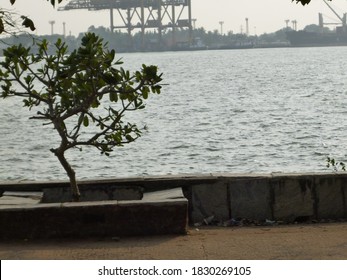 Beautiful Pictures of Cochin Marine Drive with shipyard.