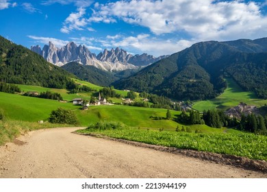 Beautiful picturesque landscape of the village of Santa Maddalena. Dolomites. Italy.
