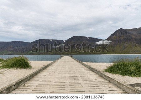 Beautiful pier without people in West Fjords, Iceland