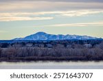 Beautiful Pikes Peak viewed from Cherry Crick State Park in Aurora, Colorado