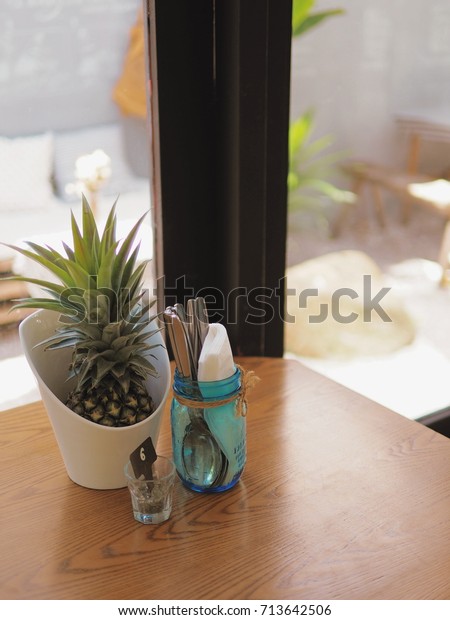 Beautiful Pineapple White Cup Decorations On Stock Image