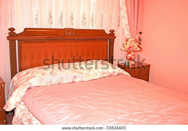 Beautiful Pink Bedroom Luxurious Curtains Stock Photo Edit