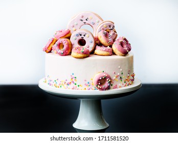 Beautiful Pink Donut Cake On A Cakestand