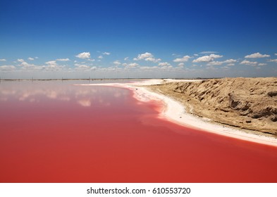 Beautiful Pink Lake In Rio Lagartos, Mexico