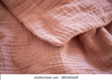 Beautiful Pink Muslin Plaid, Blanket, Fabric Closeup