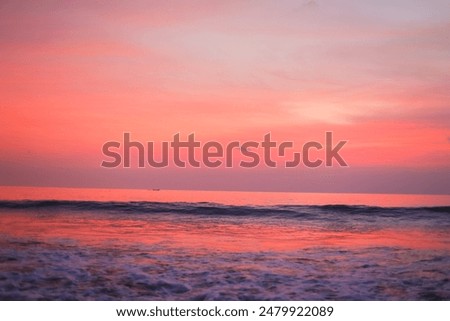Similar – Image, Stock Photo Sunset over the sea with breakwater, beach and birds