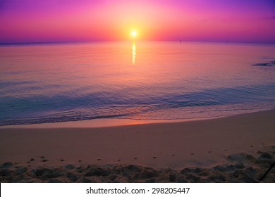 Beautiful pink sunset over sea