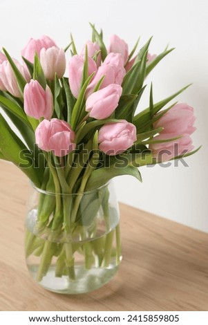 Beautiful pink tulips in a vase