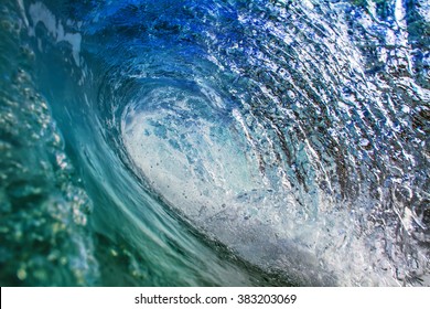 Beautiful pipeline closing wave. Big surfing blue ocean wave crashing. Marine sport water surface. Inside the Pipeline