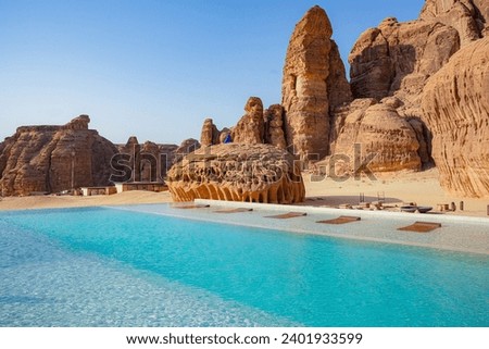 Beautiful place have pool in the middle of the desert at Habitas Alula, Saudi Arabia