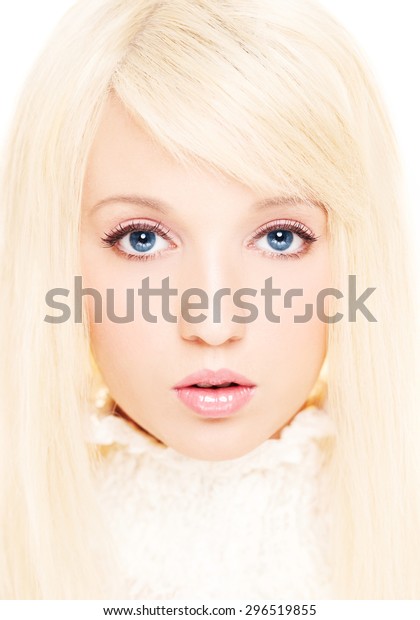Beautiful Platinum Blonde Girl Blue Eyes Stock Photo Edit Now