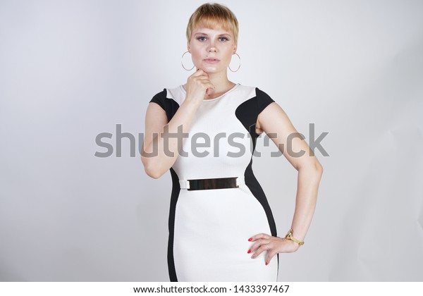 Beautiful Plus Size Blonde Girl Short Stock Photo Edit Now