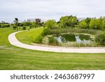 Beautiful pond in Princeton Municipal Park in springtime