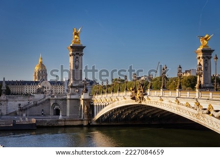 Beautiful Pont Alexandre III bridge over the Seine river, Paris. France
