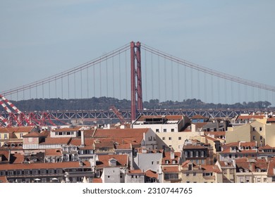 The beautiful Ponte 25 de Abril in Lisbon, Portugal. - Shutterstock ID 2310744765