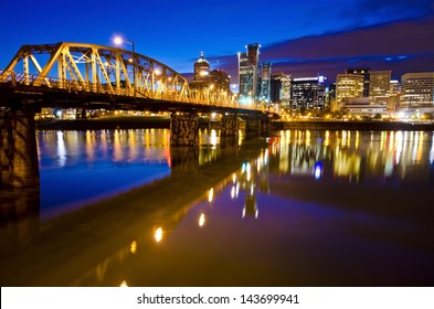 Beautiful Portland Skyline At Night Time