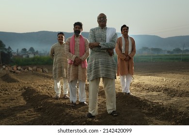 Beautiful portrait composition of Indian farmers standing in the field. Agriculture concept portraying the farmers attitude. - Shutterstock ID 2142420099