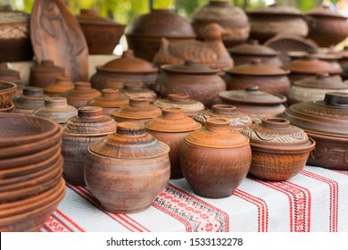 Beautiful pots and other handmade clay dishes sold at the fair.