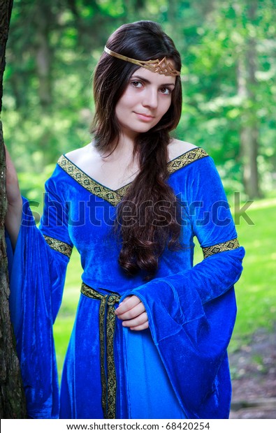 Beautiful Princess Standing Shadow Big Tree Stock Photo (Edit Now) 68420254