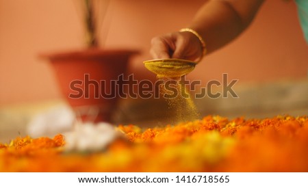 beautiful process of making a rangoli
