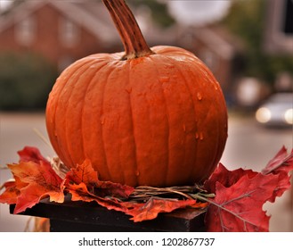 A Beautiful Pumpkin Decoration In An Amana Colony In Iowa