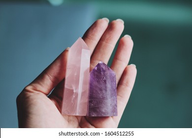 beautiful quartz and amethyst crystals 
