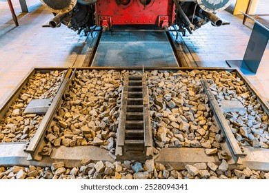 Beautiful railway with added rail for mountainous area, helping train climbing and going off mountain safely - Powered by Shutterstock