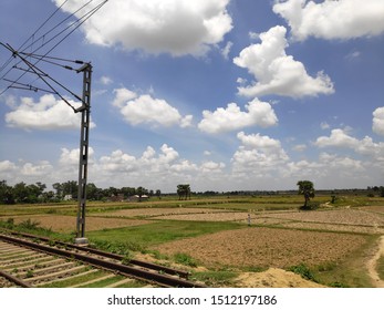 Beautiful Railway Track At Malda West Bengal India, Just After The Last Railway Station Of India Names Singhabad In Malda District 