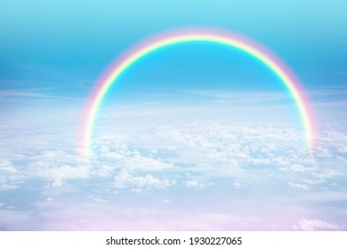 Beautiful Rainbow And Colorful Sky With Cloud Fantasy In Summer Day.