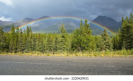 Beautiful Rainbow In Muncho Lake Provincial Park,British Columbia,Canada,North America
