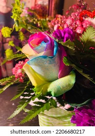 Beautiful Rainbow Rose Bouquet For Birthday