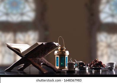 Beautiful Ramadan Background With Quran And Dates Fruits