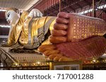 Beautiful reclining buddha image Chauk htat gyi reclining buddha (sweet eye buddha), yangon, myan