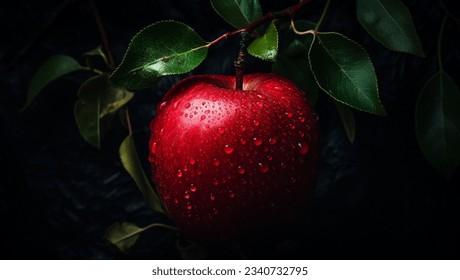 Beautiful red apple on a black background. - Powered by Shutterstock