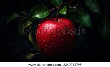 Beautiful red apple on a black background.