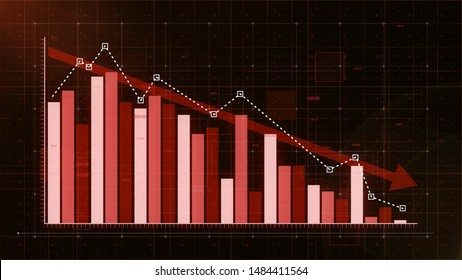 Beautiful red bar graph decreasing.