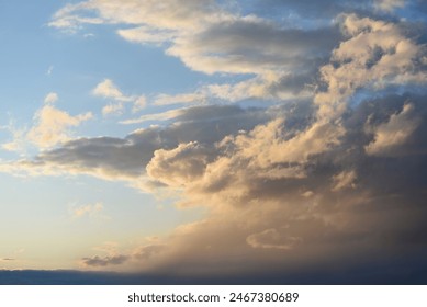 Beautiful red and blue clouds in the evening. A beautiful sunset with clouds. - Powered by Shutterstock