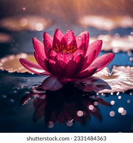 Beautiful red lotus flower in a lake - Powered by Shutterstock