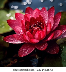 Beautiful red lotus in a lake