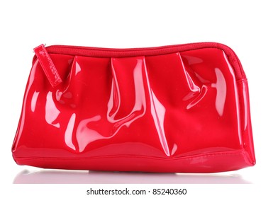 Beautiful Red Makeup Bag Isolated On White