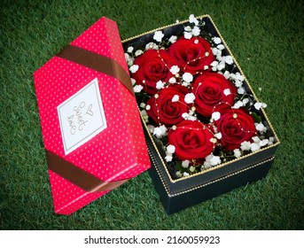 A Beautiful Red Roses In A DIY Gift Box