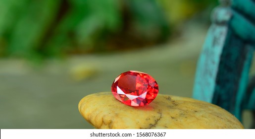 Beautiful  red ruby ​​on natural background