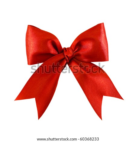 Beautiful red satin gift bow, isolated on white