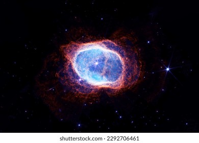Beautiful red space nebula. Elements of this image furnished NASA. High quality photo