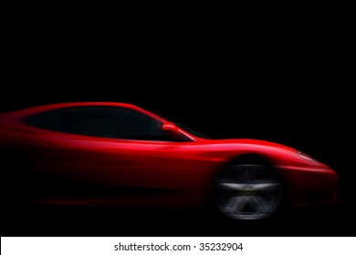 Beautiful Red Sport Car On Black